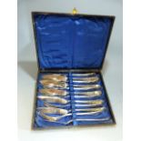 Alfenide Christofle boxed set of fish knives and forks