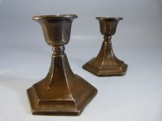 Candlestick with hallmarked silver - Chester possibly Clark & Sewell of hexagonal form.
