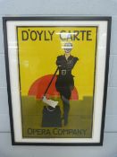 20th Century Lithograph poster for D'Oyly opera company mounted in black frame