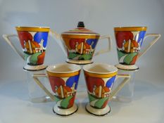 Clarice Cliff style coffee set by Sadler