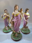 Set of three 18th Century Staffordshire figures representing the three Graces. Hope, Faith and