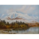 Charles McKenzie - oil on board depicting a New Zealand Landscape Central Otago.