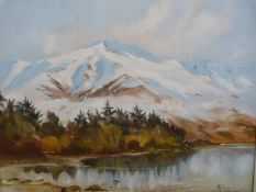 Charles McKenzie - oil on board depicting a New Zealand Landscape Central Otago.