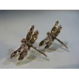 Pair of silver and marcasite dragonfly earrings