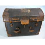 Large dome topped leather trunk with inner tray