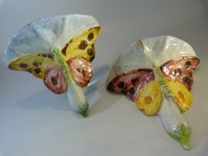 Victorian Wall sconce (pottery) in the form of butterflies. A/F