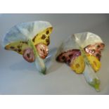 Victorian Wall sconce (pottery) in the form of butterflies. A/F