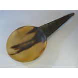 Antique horn Scottish Girnal spoon / dipper. The large flat bowl approx 12cm diameter and approx