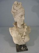 Parian Paris bust of an upper class lady mounted onto a step plinth