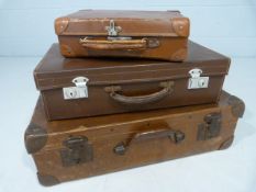 Three antique leather cases