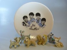 Beatles side plate and a selection of Wade Whimsie disney figures