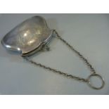 Birmingham Hallmarked Silver purse with chain and original lining maker Henry Williamson Ltd