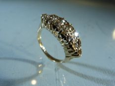 18ct yellow gold lozenge-shaped diamond ring of approx 1/2CT+