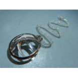 Silver pendant necklace inset with CZs