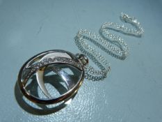 Silver pendant necklace inset with CZs