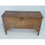 Antique Coffer. 17th/ early 18th century. Plank coffer with original hinges. (Some erosion of