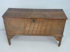 Antique Coffer. 17th/ early 18th century. Plank coffer with original hinges. (Some erosion of