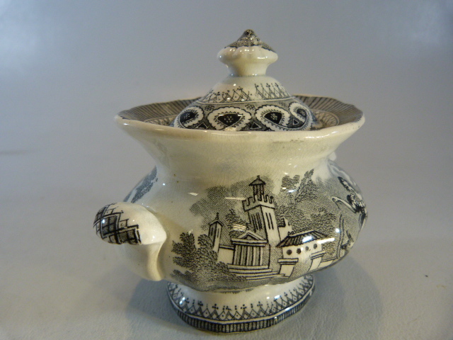 Staffordshire and Collectable pottery to include a creamware Black transfer miniature Tureen and - Image 3 of 7