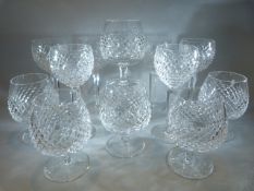 Waterford Crystal - Set of six hock glasses and a matching set of six Brandy glasses