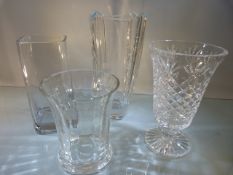 Racing Interest - Four Glass vases - 1 marked Winner Newton Abbot RaceCourse the other Lingfield