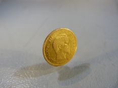 Emperor Napoleon III 10 franc gold coin, 1856, mint letter A for Paris.