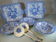 Three Blue and White Pottery bowls marked Semi-Nankeen China (poss Mintons) - 2 with cracks. Along