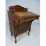 Edwardian mahogany davenport on tapering legs with inlay front