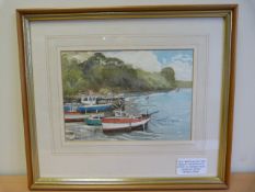 M Andrew Miles - 'Boats at Low Tide signed lower left
