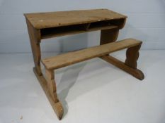 Victorian childrens teak double school desk