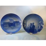 Two Blue and White Copenhagen cabinet plates