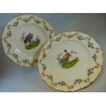 Mintons - Pair of French cabinet plates decorated with floral trails and central panels depicting
