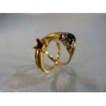 Scrap gold rings, one marked 750 the other unmarked total weight approx 6.8g
