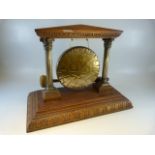 Antique oak and brass gong