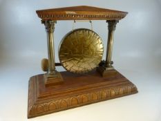 Antique oak and brass gong