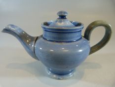 Antique miniature 19th century teapot with lid. Sticker to base - Joseph Jackson collection. Painted