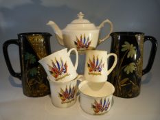 WW1 Ceramics - Liberty and Civilisation opposed to Aggression and Barbarism miniature tea set, Along
