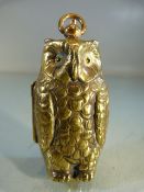 Brass cased owl shaped sovereign and half sovereign case