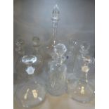 Decanters - Three pairs of good quality crystal decanters and two others. To include Royal