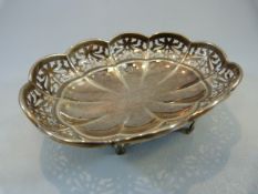 Silver Bon Bon pierced dish Hallmarked Birmingham 1918 by maker Boots Pure Drug Company (total