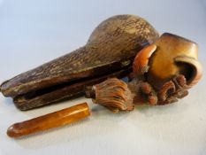 Meerschaum pipe in the form of a claw holding the bowl in case A/F