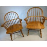 Pair of oak windsor style armchairs 1 A/F