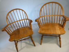 Pair of oak windsor style armchairs 1 A/F