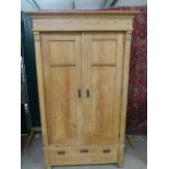 Antique pine wardrobe with large drawer (collapsible)