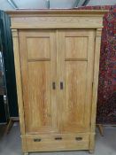 Antique pine wardrobe with large drawer (collapsible)