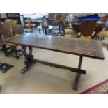 Antique oak planked refectory table