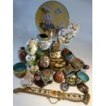 Small collection of Cloisonne Trinket items to include Powder pots, animals etc