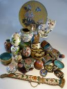 Small collection of Cloisonne Trinket items to include Powder pots, animals etc