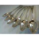 Set of six George III silver spoons by Sarah & John William Blake (aaprox 100g)