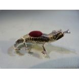 Silver alligator style pincushion