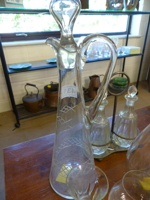 Antique glassware to include a glass claret jug with smooth pontil to base - Image 2 of 3